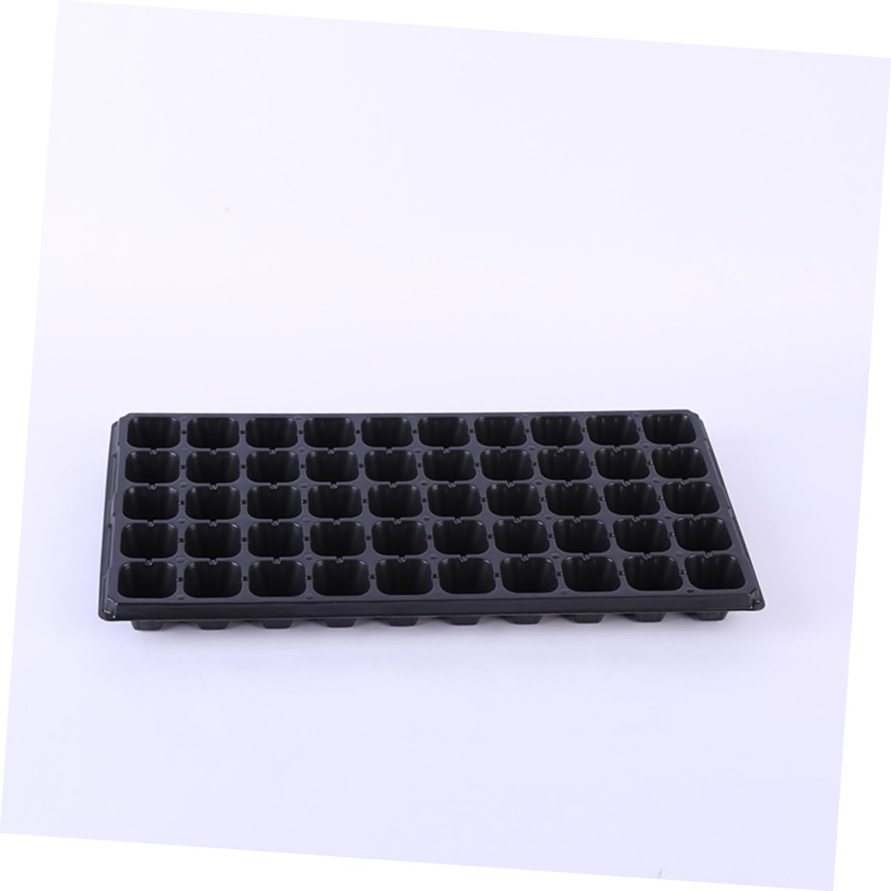 Plateau de Semis à 50 Alvéoles en PVC Noir, Support pour Plateau à Plantes, 6 Pièces, Adapté pour Semis de Légumes et Succulentes en Extérieur