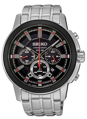 ZCR[ Seiko Men's SSC389 Solar Chrono Analog Display Japanese Quartz Silver Watch [sAi]