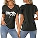 CUZIUAE A Small Town Girl Tshirts for Women Country Travel T Shirts Funny Short Sleeve V Neck Tees Summer Casual Tops Black Ash