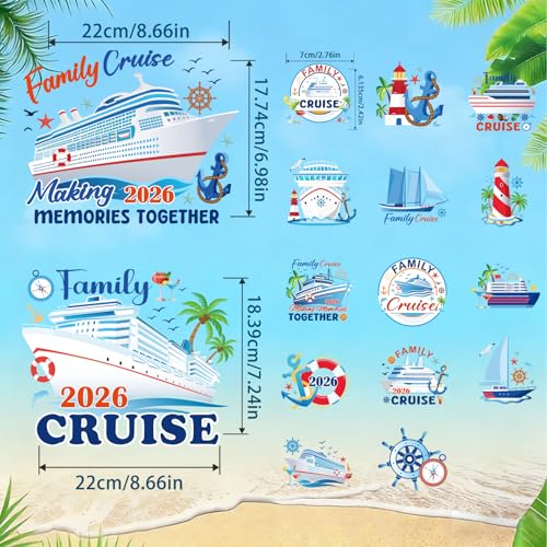 Image of Dazoratix Cruise Door Decorations Magnetic - 16 Pcs Family 2026 Ship Cabin Anchor Magnets Decor Funny Sea Navigation Stickers Fridge Refrigerator Decals for Summer Carnival Party Accessories Supplies
