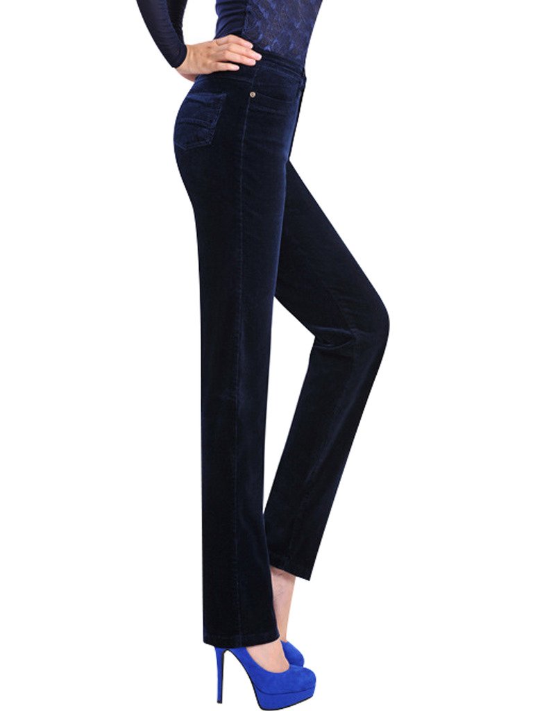 Donna Vita Alta Pantaloni di Velluto a Coste Pantaloni Dritti