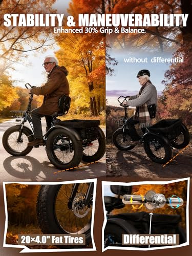 ESKUTE T300 Pro Electric Trike for Adults, Butterfly