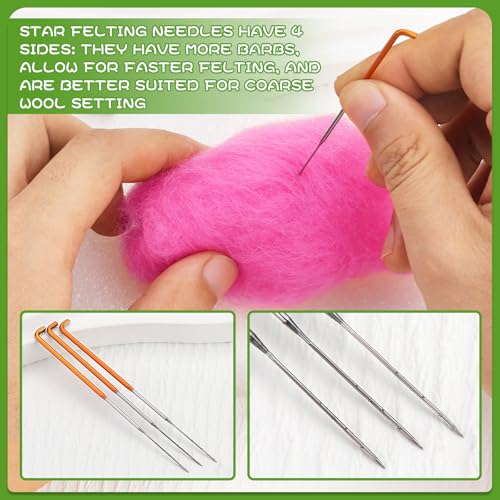 Image of Mayboos 35 Pcs Color Coded Needle Felting Needles,Wool Felting Supplies | 4 Types Star, Twisted, Cone, Triangular Felting Needles Wool Felting Needles Tool Kit with Needle Box