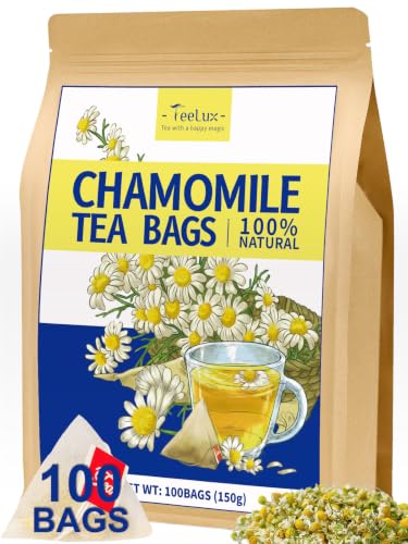 TeeLux Chamomile Tea Bags, Whole Chamomile Flowers Tea, 1.5g/bag, 100 ct