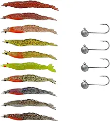 Kit 10pçs Camarão Artificial Jig Head 8cm Robalo Matadeira