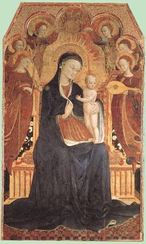 Peinture à l'huile Sassetta 1437 toile art classique vierge aux anges 12x16 pouces