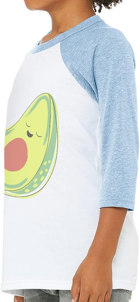Sleeping Avocado Kids' Baseball T-Shirt - Unique 3/4 Sleeve T-Shirt - Funny Baseball Tee