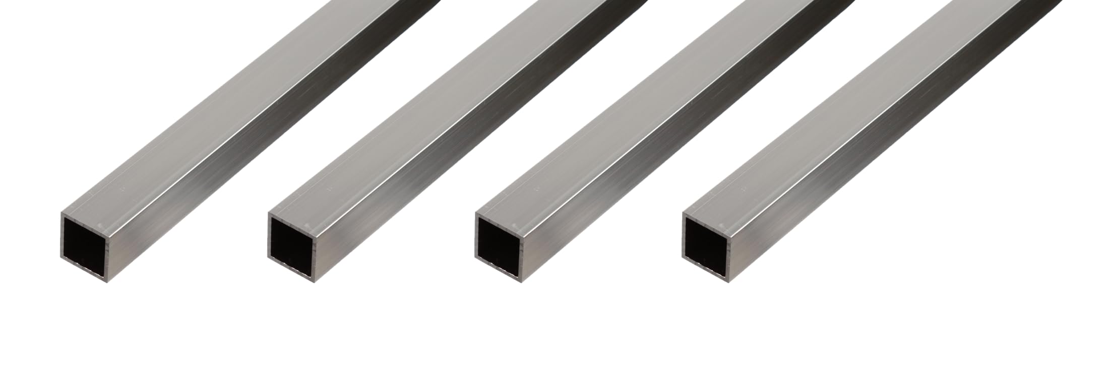 Alberts 4er Set Vierkantrohr | Aluminium, natur | 1000 x 40 x 40 mm