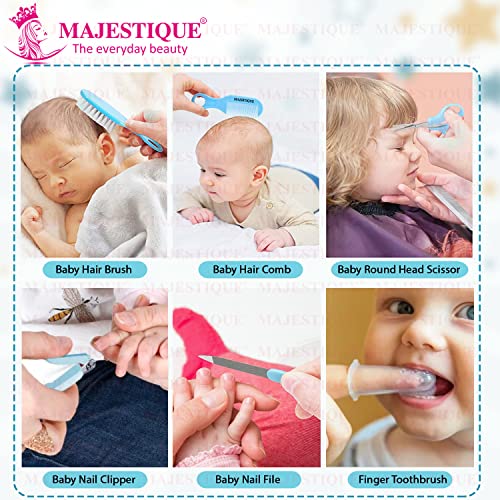 Image of Majestique Portable Baby Care Kit- Nursery Healthcare & Grooming Set for New Born Babies Grooming Set and Toddlers - Perfect for Manicure Bath Accessories (11Pcs Pro Blue)