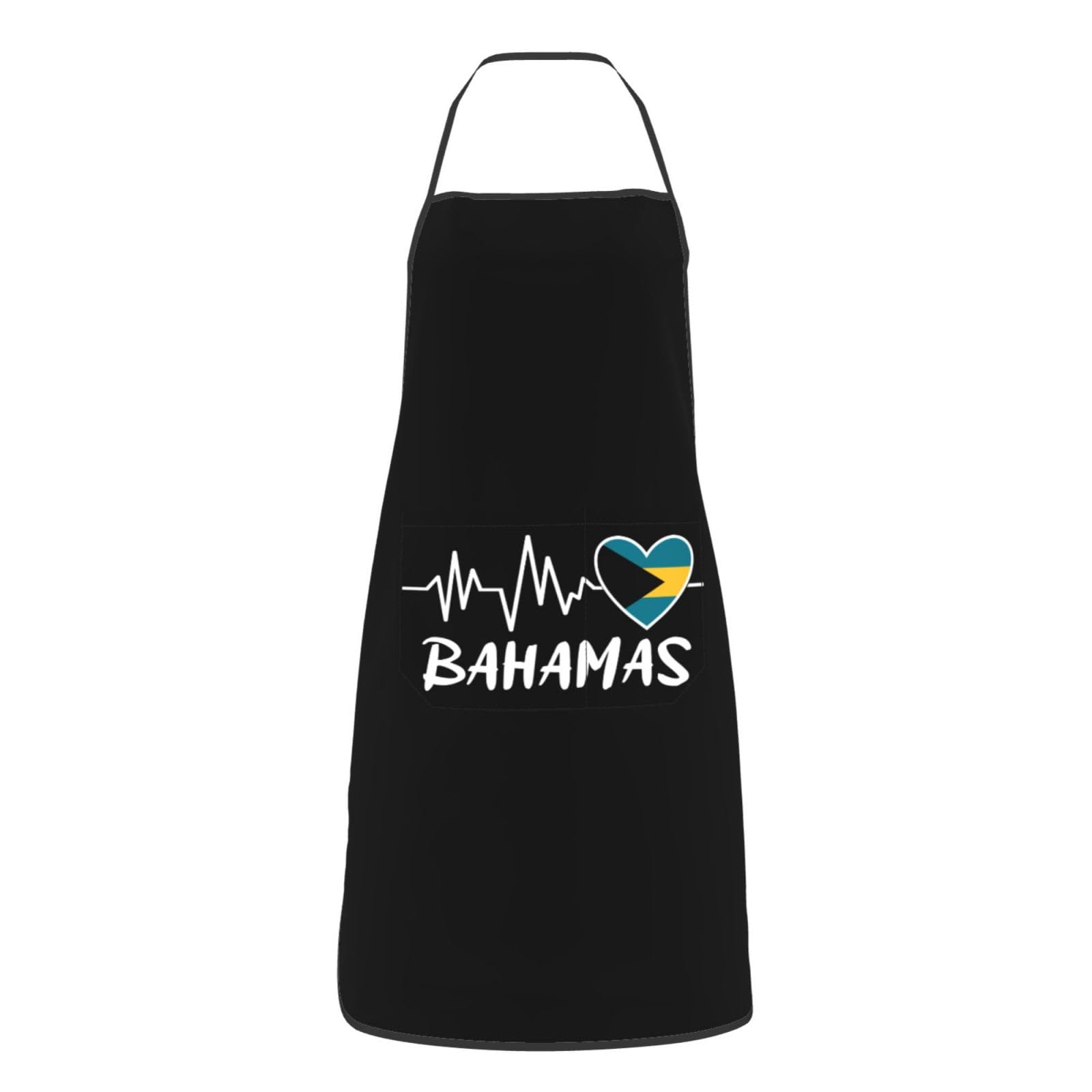 nopicsn Bahamas Heartbeat Apron for cooking with Pockets Women Men Kitchen Chef Funny Aprons