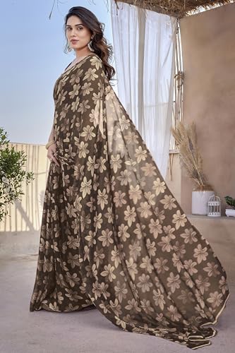 Image of MIRCHI FASHION Saree for Woman Chiffon Floral Printed | Lightweight Daily Wear Comfortable Women's Sari with Unstitched Blouse Piece (Available in 15 Designs)