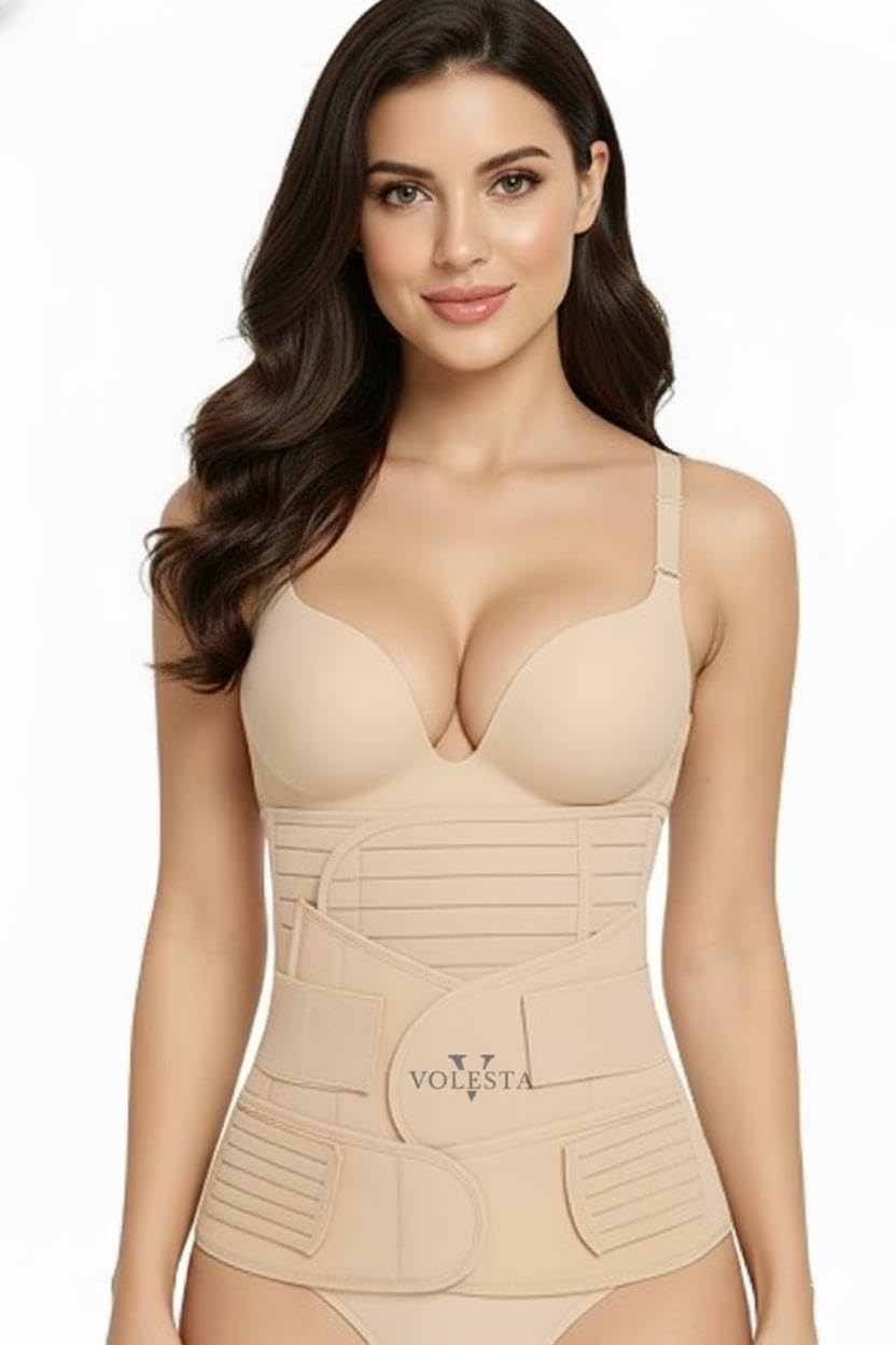 3-in-1 Post-Pregnancy Support Belt for Abdomen,Waist & Pelvis Slimming belt For After Delivery C-Section Abdomen belt Postpartum Stomach Wrap Abdominal belt (Beige)