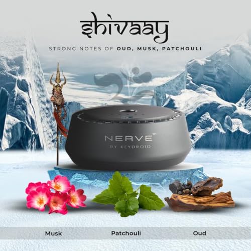 Image of Keydroid Nerve Mindful Fragrances 30ml | Car Aroma Diffuser | Aromachology based | Long-Lasting, Anti-Odour Perfume | Rechargeable & Refillable (Shivaay)