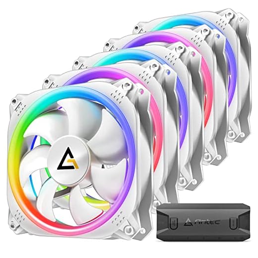 Antec RGB Case Fans, 120mm RGB Fan, 5V-3PIN Addressable RGB Fans 120mm, Motherboard SYNC with 5V-3PIN, 120mm Fan 5 Packs with Controller, Prizm White Series RGB Fans