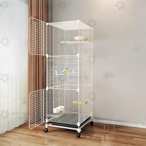ケージ つぼ巣 止まり木 食器 水器を贈る 鳥かご 鳥小屋 鳥籠 屋内 屋外 インコ オウムケージ オカメ セキセ (白, 1列3段、長さ37cm、幅37cm、高さ117cm)