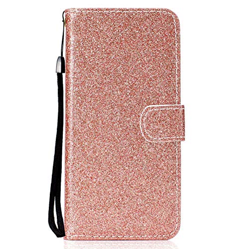 Samsung Galaxy S20 Plus Case Bling Glitter Flip Shock-Absorption PU Leather Notebook Wallet Cover with Magnetic Stand Card Holder TPU Bumper Protective Phone Case for Samsung Galaxy S20 Plus Rose gold