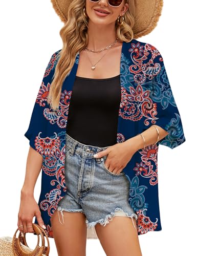 Image of Chunoy Women Short Sleeve Chiffon Kimono Beach Swimsuit Cover Up