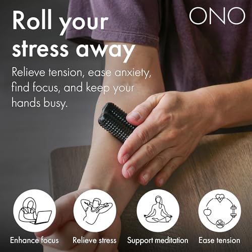 Image of ONO Roller - Handheld Fidget Toy for Adults | Help Relieve Stress, Anxiety, Tension | Promotes Focus, Clarity | Compact, Portable Design (Acupressure, Junior Size - Aluminum)