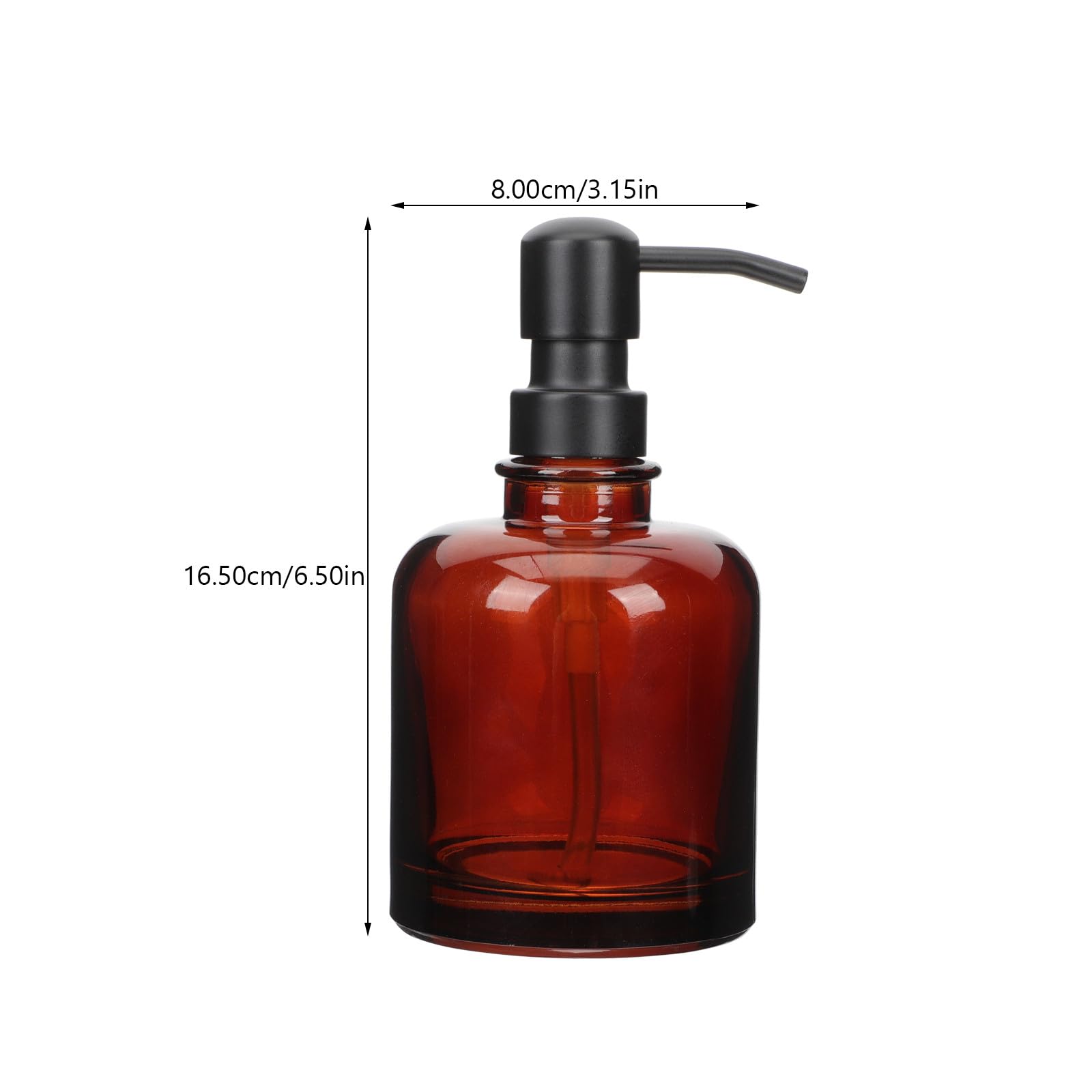 Gatuida Dispensador de Jabón Líquido de Acero Inoxidable 12 Oz con Bomba Negra y Botella Ámbar Dosificador para Champú y Loción Adecuado para Baño y Cocina Dispensador Recargable de
