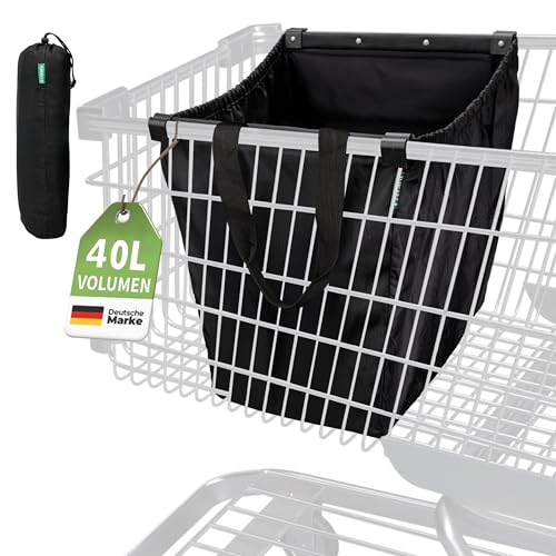 COTTARA® Sac de courses isotherme | Sac pliable à suspendre avec réfrigération et jeton | Idéal pour chariots de courses et shopping
