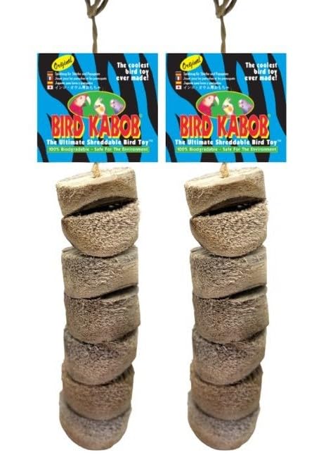 Bird Kabob Original - 2 Pack - an All-Natural, Holistic, Veterinarian Recommended, Earth Friendly, shreddable Hanging Bird Toy with Yucca Chunks