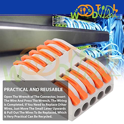 Image of Splicing Wire connectore - Electrical Wire Connectors - 5 to 5 Circuit Inline Splices - Fast Connection Terminal (4pcs, 5 to 5 Inline, Orange)