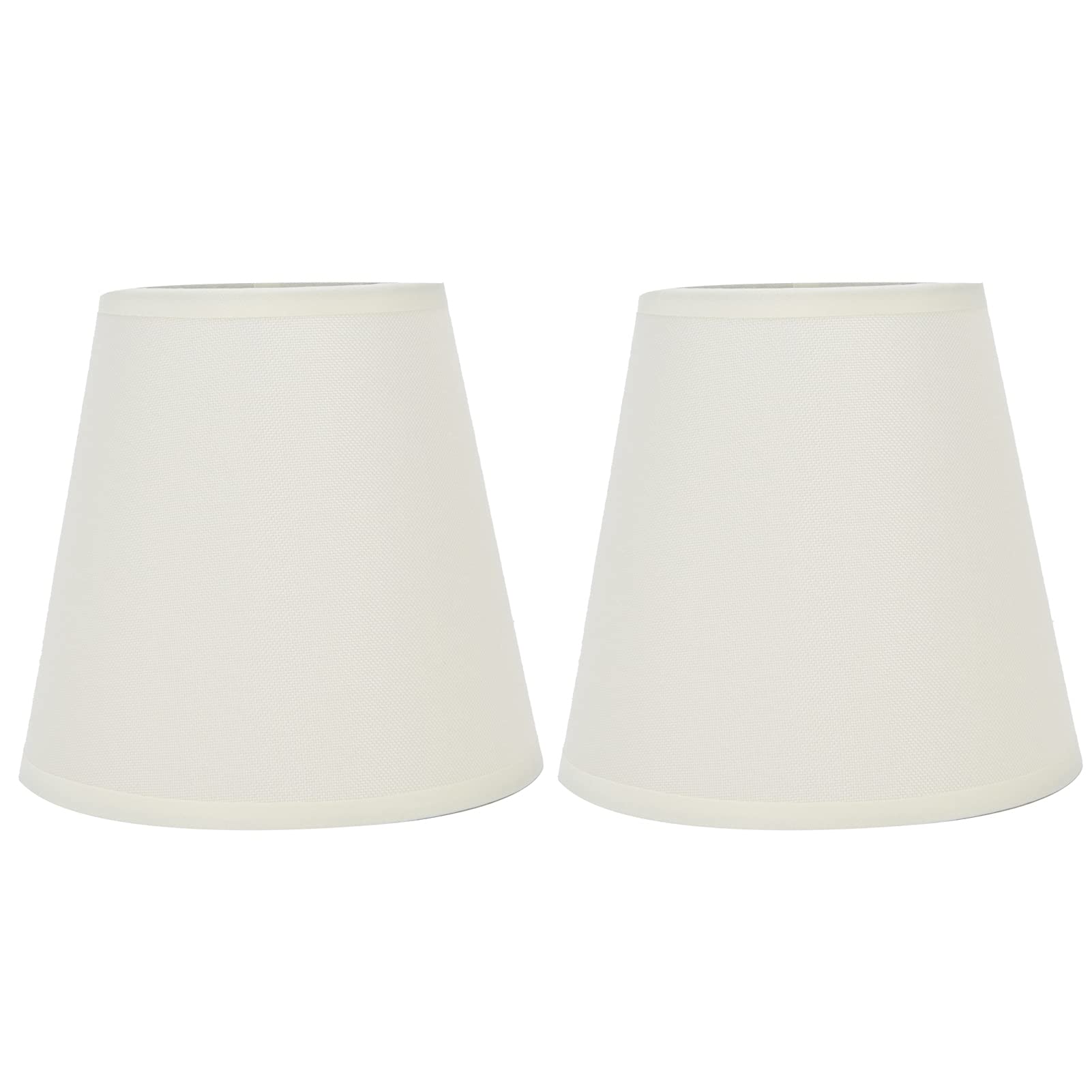 Jenngaoo 2Pcs Lamp Shades, European Style Barrel Fabric Clip On Lampshade for E14 Screw Chandelier Wall Light Floor Lamp Replacement, Small Cloth Light Cover - 3.6x5.6x5.1in, Beige