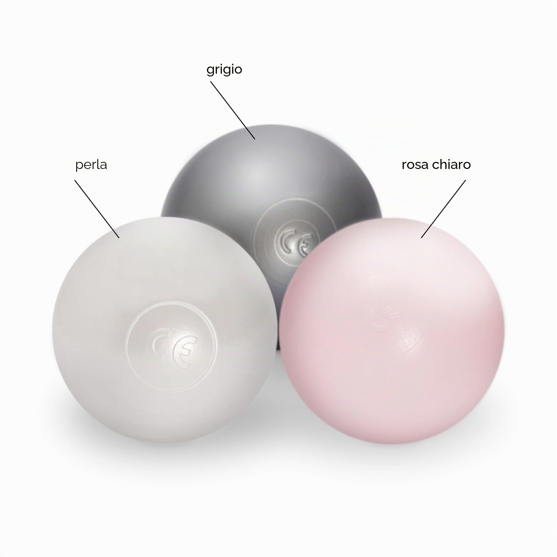MISIOO Smart Piscina di Palline 90 x 30 cm Rotondo per Bambini (Rosa: Argento-Perla-Rosa chiaro/150 Palle)