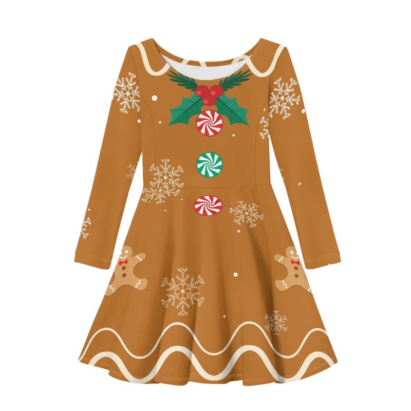 Spring/Autumn/Winter Girls' Long Sleeve Round Neck Loose Dresses Age 4-16 Years Casual A-Line Dress2
