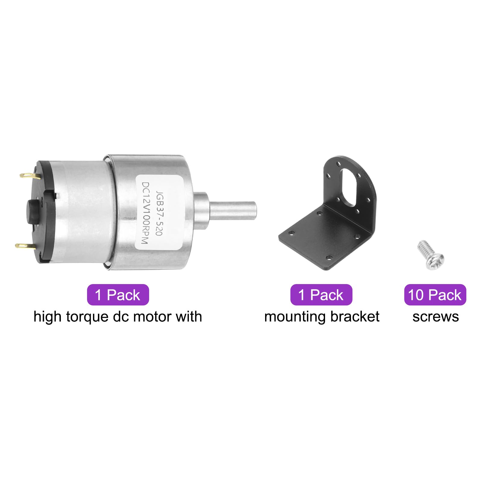 DMiotech Micro DC 12V 100RPM Geared Motor with Bracket Gear Reduction Motors 37mm Diameter Gearbox Micro Speed Reduction for RC Car Robot Model - Image 4