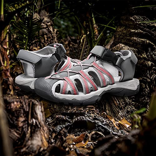 Anbenser Womens Athletic Outdoor Sandals Closed Toe Lightweight Adjustable Sport Hiking Sandals Non-Slip Durable Greypink Size 9 #TOP6