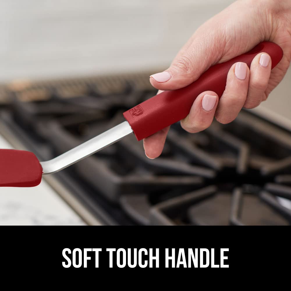 GORILLA GRIP Spatola in silicone antiaderente resistente al calore senza BPA, testa flessibile antigraffio per padelle, manico in gomma morbida antiscivolo, spatole da cucina in acciaio inossidabile