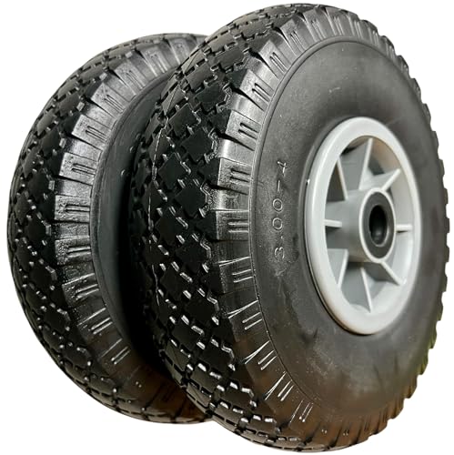 2x Sackkarrenrad Pannensicher VOLLGUMMIREIFEN Ø 260 mm Nabe Ø20×75 3.00-4 Sackkarren Bollerwagen Rad Ersatzrad Reifen Räder für Sackkarre Bollerwagenrad Sackkarrenräder Schwarz/Grau PU