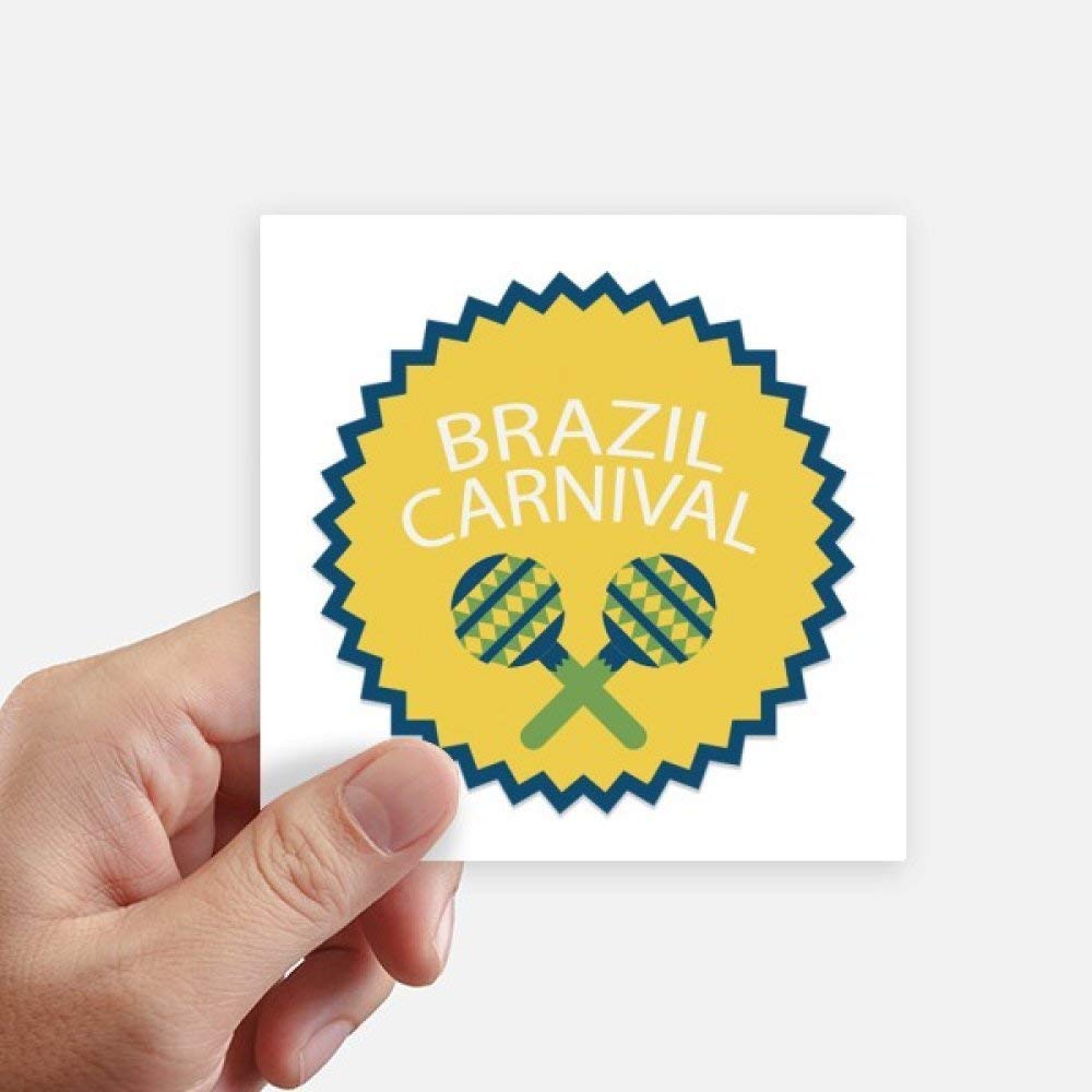 Autocollant Instrument Brésil Carnaval vinyle multicolore carré 10cm déco durable 8 pièces
