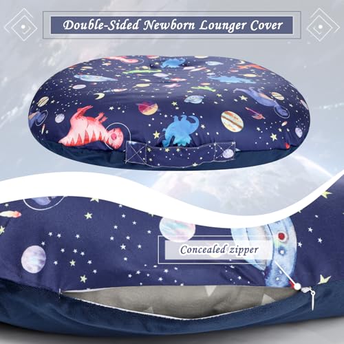 Image of GFU Newborn Lounger Cover Replacement, Soft Baby Lounger Cover 1 Pack, Breathable Infant Removable Slipcover for Boys Girls, Blue Dinosaur Pattern