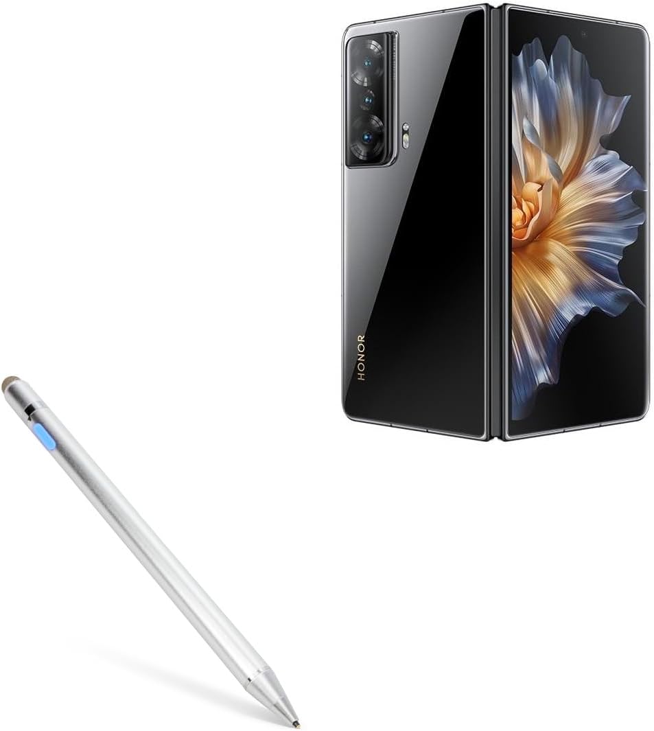 BoxWave Stylus Pen Compatible with Honor Magic V2 - AccuPoint Active Stylus, Electronic Stylus with Ultra Fine Tip - Metallic Silver