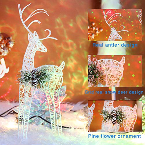 Zhanyigy 2Pc Set White Pinecone Rattan Thread String Christmas Reindeer Figurine Table Desk Decorations Glittering Xmas Holiday Party Supply #TOP5