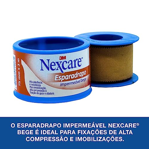 Nexcare, 3M, Esparadrapo Impermeável, Bege, 25mm x 3m