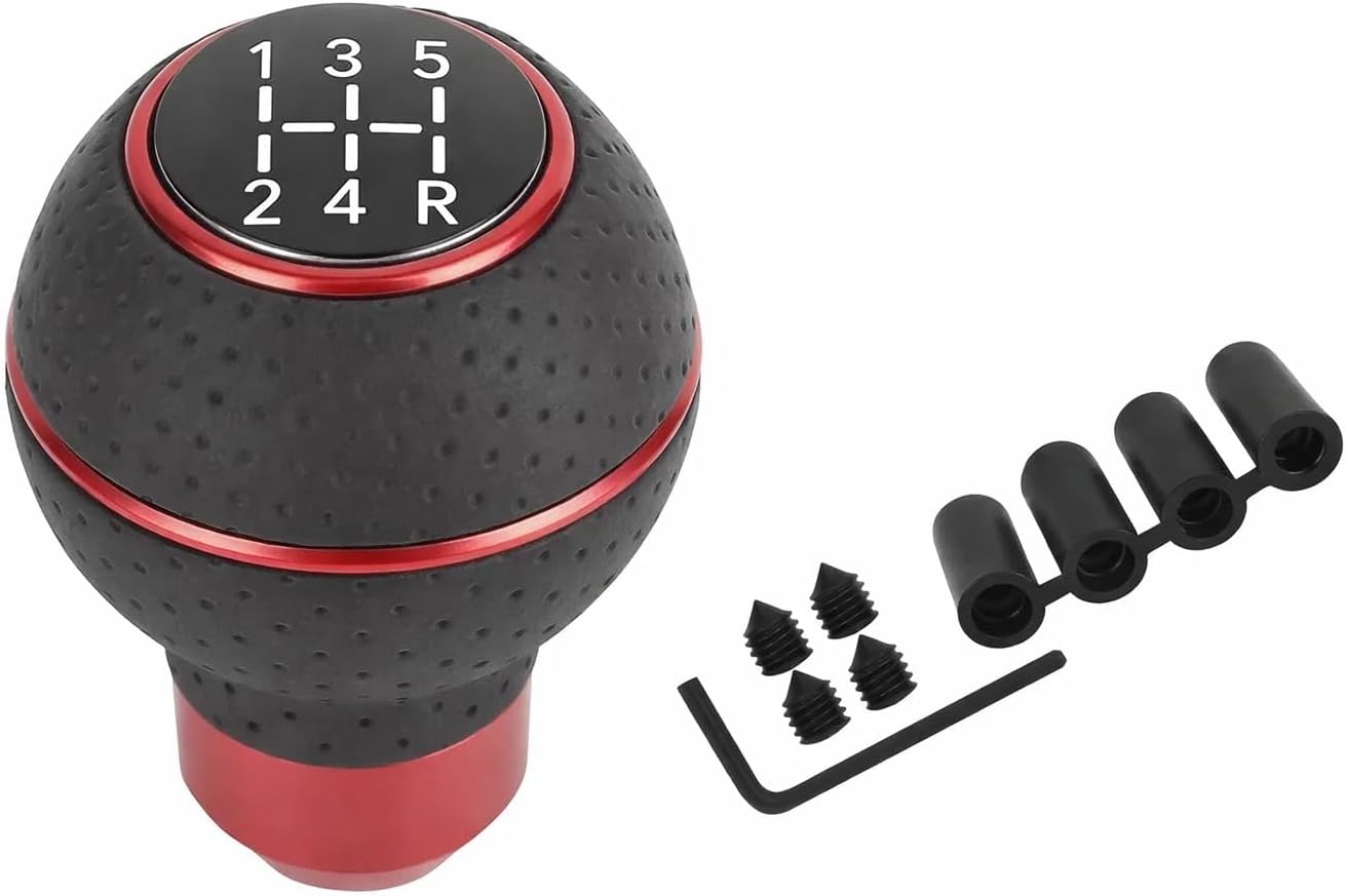 Car Gear Shift Knob for Zoe EV 2025 to 2026 Year Onwards All Models 5 Speed Round Shifter Knob Stick Gear Knob for All Cars (Black & Red)