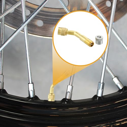 Image of 1 Set 135-Degree Universal Tire Valve Stem Extenders Extension Adapter - Cars RV Bicycles Motorcycles Trailers Tubeless Tire Valve - Copper Gold Tone