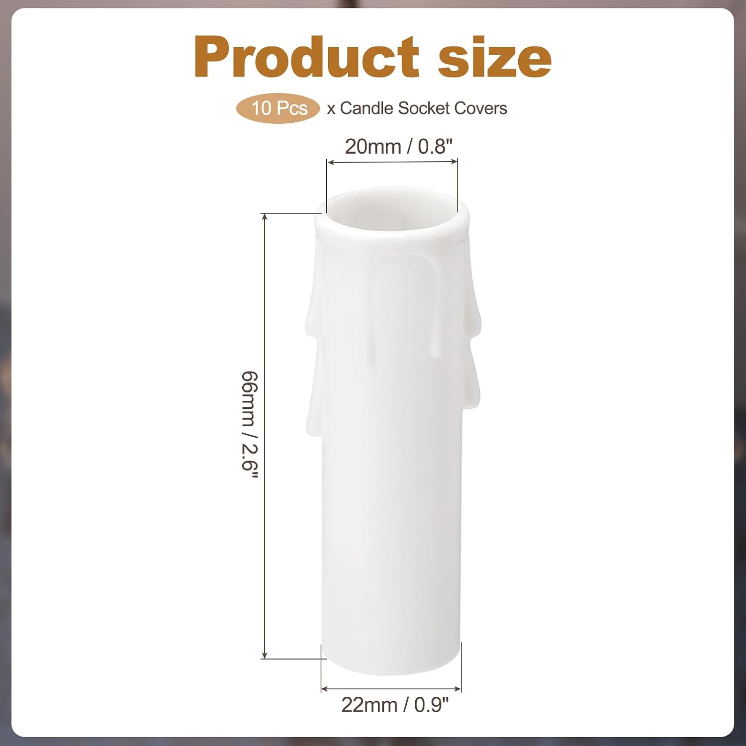 PATIKIL 2.6 Inch Tall Candle Covers Sleeves, 10Pcs Plastic E12 Chandelier Socket Sleeves Drip Candle Socket Covers Bulb Light Base Holder for Crystal Candle Lamps, White