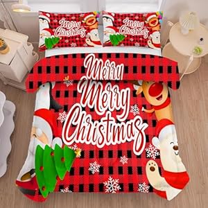 Christmas Bedding Sets Twin Size Snowflake Plaid Comforter Set for Kids Girls Bedroom Santa Claus Gift Xmas Festival Quilt Set,1 Comforter + 1 Pillow Case 2 Twin