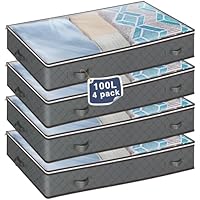 MIXC 4 Stück Unterbett Aufbewahrungsbox, Unterbettkommode, 100L Aufbewahrungsbox mit Deckel, Aufbewahrungstasche, Aufbewahrung und Organisation für Kleidung, Bettdecken, Decken und Bettwäsche