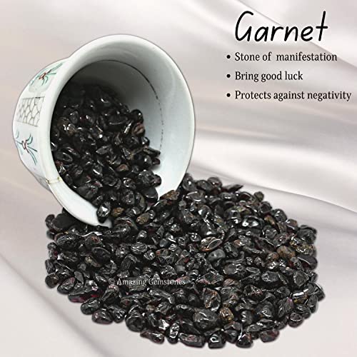 Image of Amazing Gemstone Garnet Crystal Chips Aquarium Gravel Rocks - 1000+ Carat Garnet Chips Bulk Fish Tank Gravel, Small Tumbled Stone Chips and Tiny Crystals for Decoration (Natural AAA Grade Gemstones)