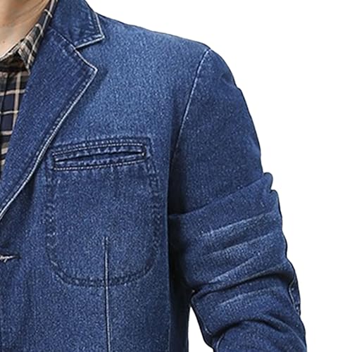Men's Lounge Skinny Denim Blazer Formal Occation Jean Coat Clothes Business Denim Suit Jackets (Dark Blue,Large)4
