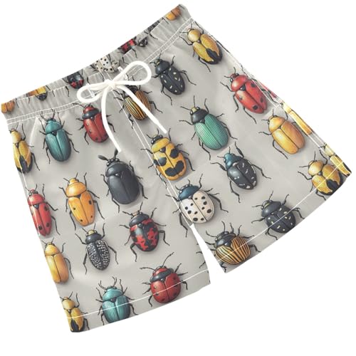 Pigsaly Boys Swim Trunks Cartoon Style Ladybug Boys Board Shorts Swimsuit Swimwear Summer Bathing Suit 5T Multicolor
