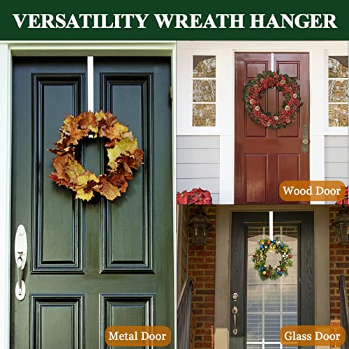 Image of ZMCINER Wreath Hanger for Front Door, Adjustable 15-25 Inch, White Metal, Holds 20 lbs, Christmas & Fall Wreaths, Decorations Hook