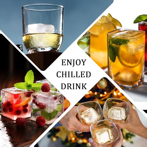 Square Ice Cube Trays for Whiskey Lovers: Set of 2 Large Silicone Trays