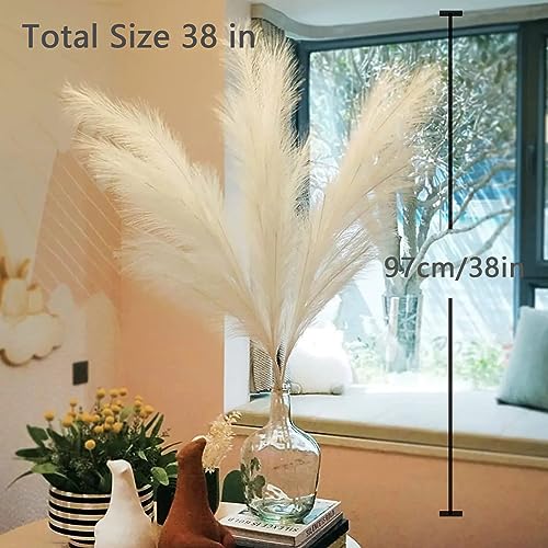 Image of 38 inch 10 Stems White Pampas Grass Tall Decor Faux Pampas Grass for Floor Vase