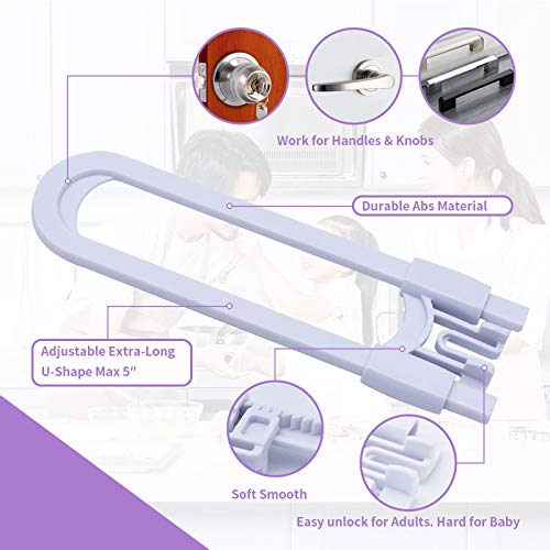 Sliding Cabinet Child Safety Locks-Grandoto U Slide Door Locking For Childproof Safe Latch & Baby Proofing Lock For Wardrobe,Kitchen,Bathroom,Drawer,Fridge,Cupboard Doors Knobs & Handles(10Pack White) #TOP3